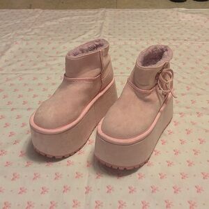 Pink Platform Ankle Boots